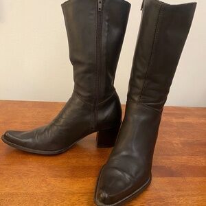 Kenneth Cole Cowboy Boot 2.5 Heel Brn Leather- Soft Leather -mid calf sz 7.5